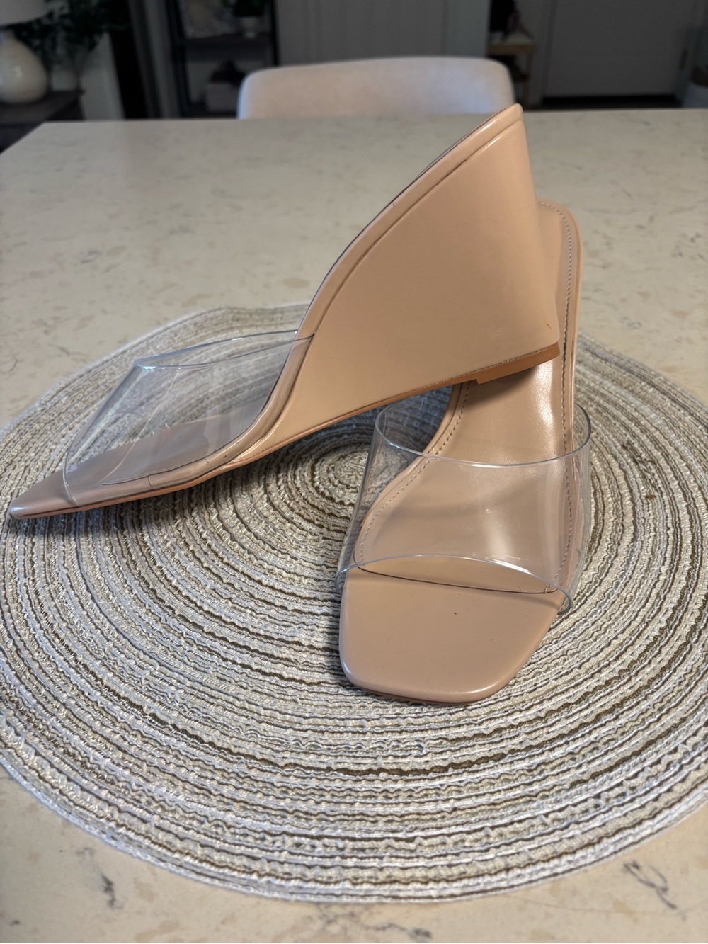 Abound | Nude Clear Strap Slide Sandals | Size 10